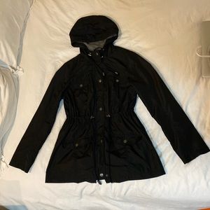 classy black rain jacket